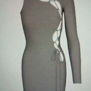 Skims Laced Side Gray One-Shoulder Dress